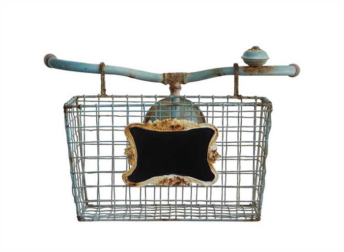 Bicycle Handlebars and Basket with Chalkboard Sign