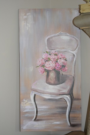 French Style Chair and Roses Painting